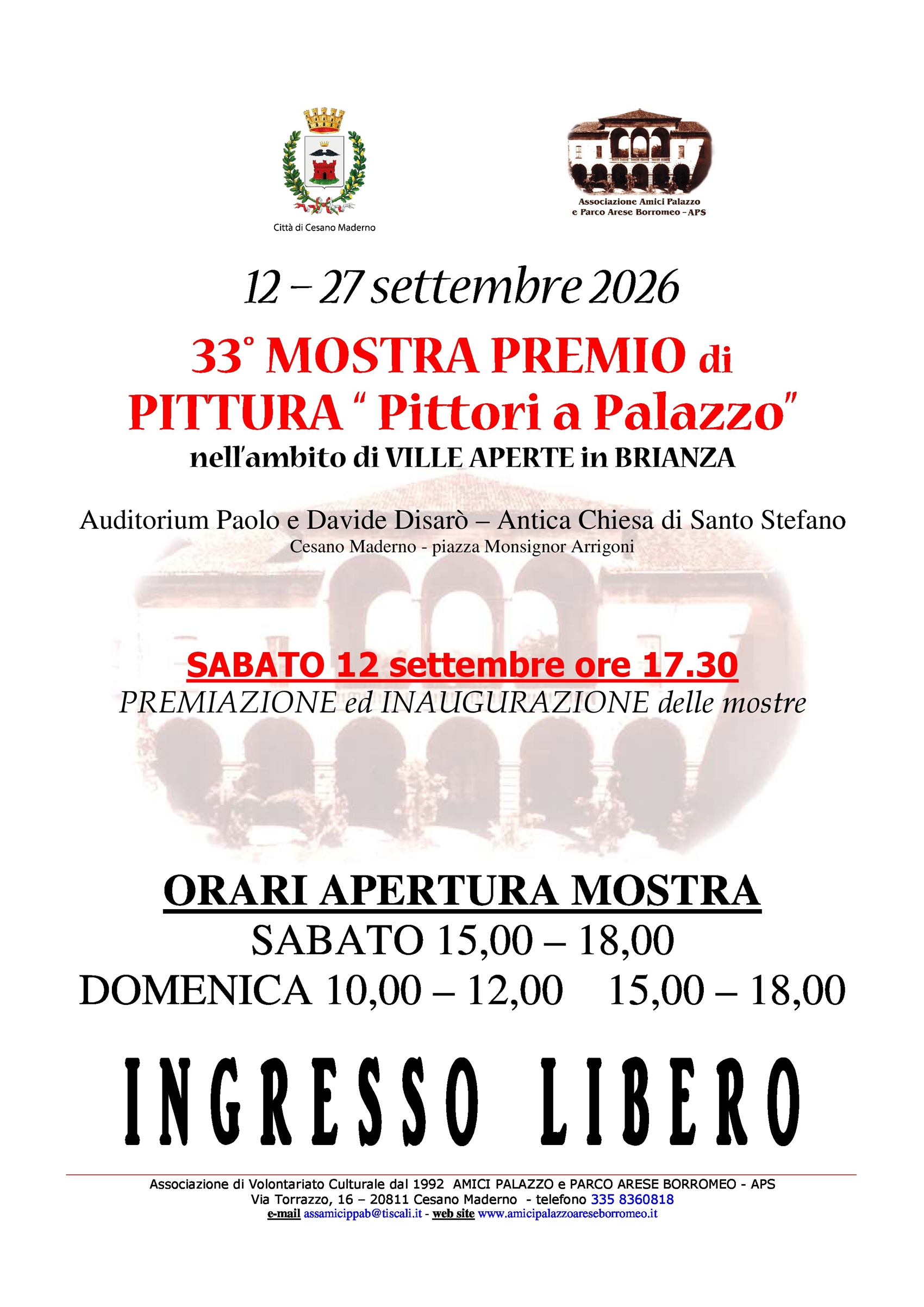 2026 MOSTRA PREMIO di PITTURA 33ma edizione 12 - 27 settembre
