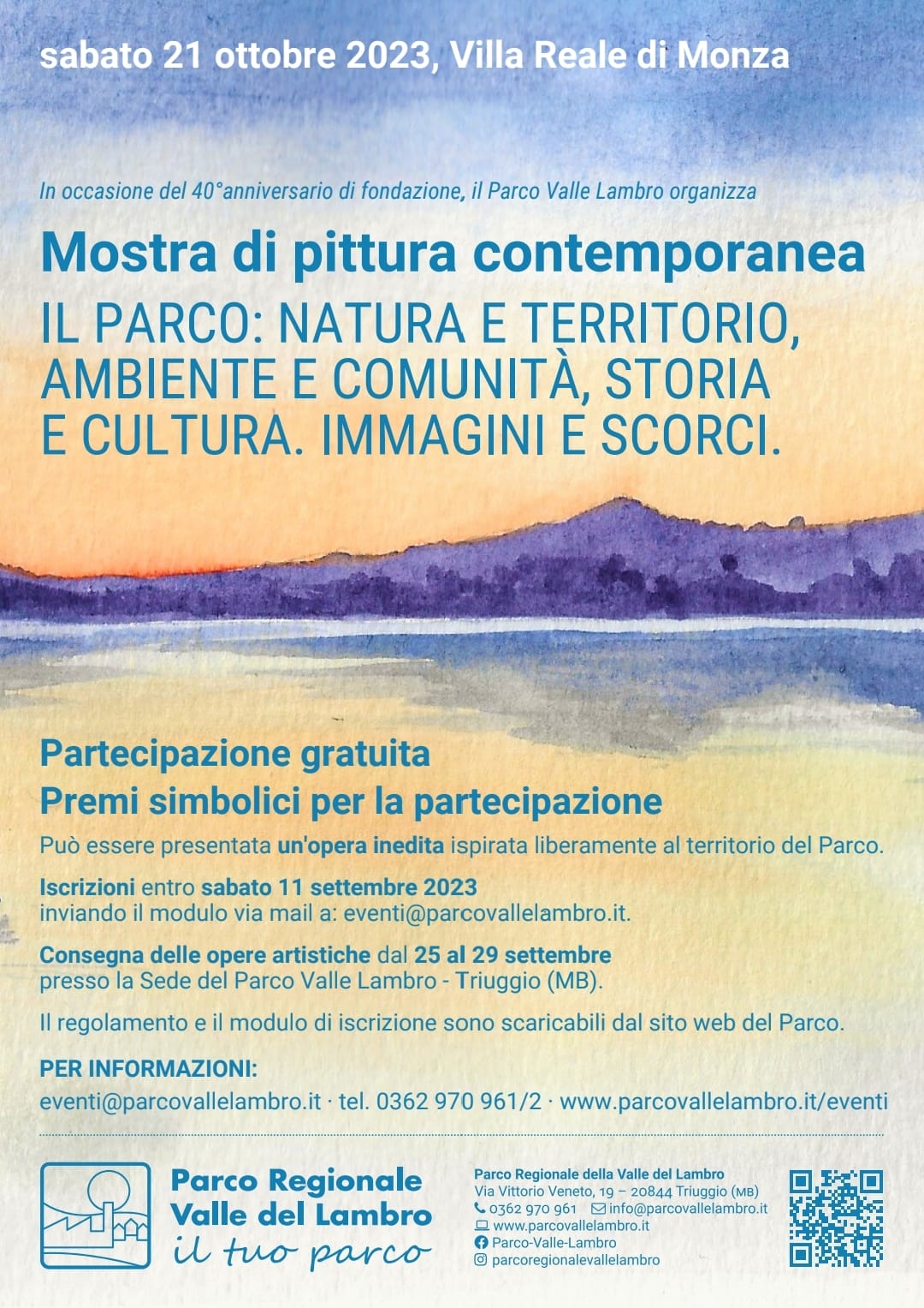 Parco Valle del Lambro - 40mo fondazione - Mostra di pittura contemporanea alla Villa Reale Monza