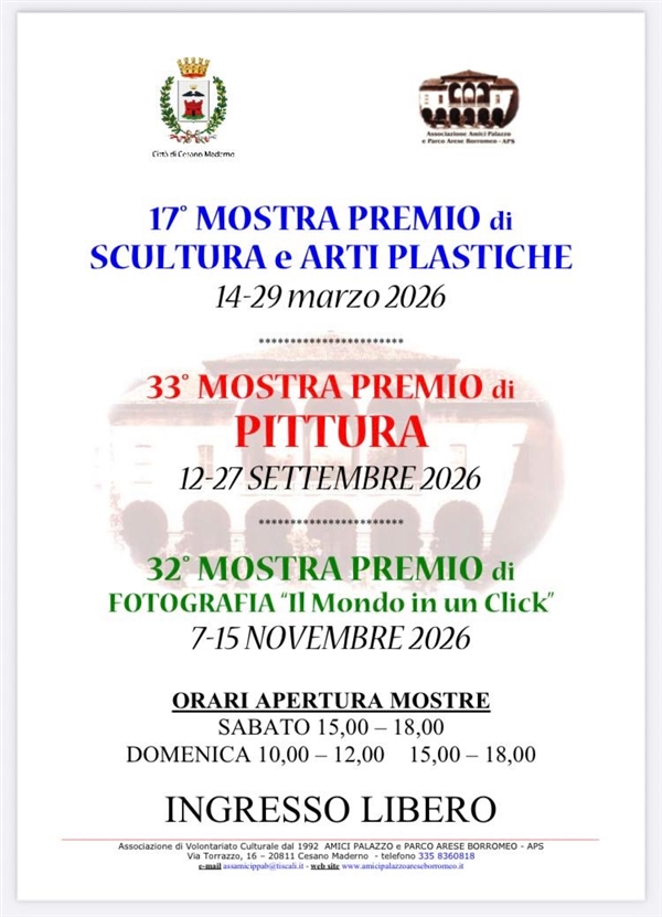 2026 MOSTRA PREMIO di SCULTURA e ARTI PLASTICHE 17ma edizione 14 - 29 marzo 1